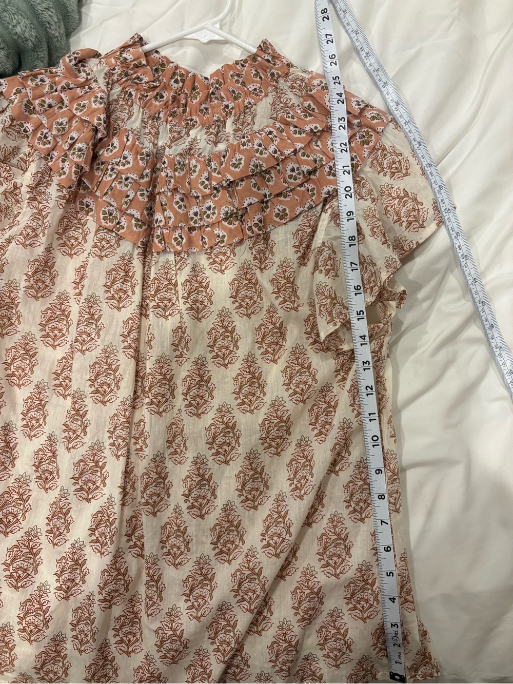 Ruffled High-Neck Floral Blouse - Pink/White - Picture 10 of 10